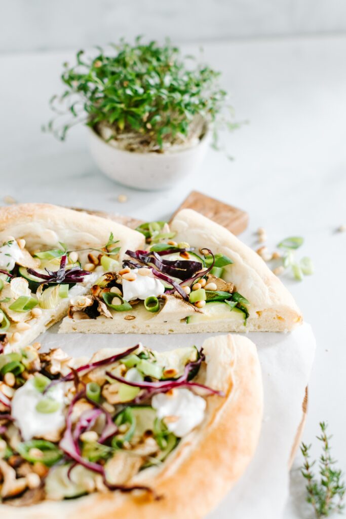 sauerteig pizza frischkäse rezept vegan